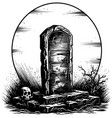 tombstone moon and skull vector image vector image