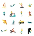 extreme sports flat icons set vector image
