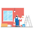 hired man in uniform painting walls during vector image