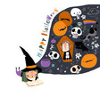 cute little witch reading book and dreaming about vector image vector image
