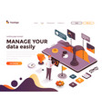 flat color modern isometric concept - manage vector image vector image