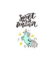 handdrawn unicorn lettering vector image vector image