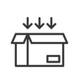 arrow and open box shipping and logistic icon vector image