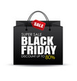 black friday shopping bag and sale tag on white vector image