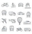 transport icons set on white background vector image vector image
