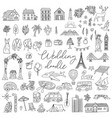 doodle wedding icon set with decorative elements vector image