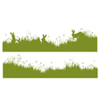 rabbits grass background vector image vector image