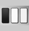 realistic smartphone mockup set with white blank vector image