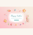 happy easter with cute bunny and easter eggs vector image