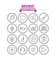 music linear icons set thin outline signs vector image vector image