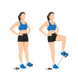 woman doing resistance band knee lift standing vector image vector image
