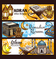 islam ramadan lantern muslim mosque and koran vector image