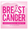 breast cancer awareness month card pink ribbon vector image vector image