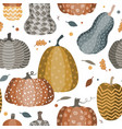 seamless pattern with unusual pumpkins doodle vector image vector image