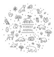 set linear forest animals vector image