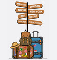 travel luggages with sign vector image vector image