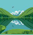 green mountains lake valley landscape background vector image