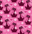 valentine cats and hearts pattern vector image vector image