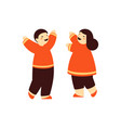 overjoyed chinese girl and boy in national costume vector image