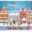 christmas postcard with vintage street vector image