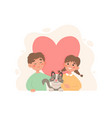 happy children concept boy and girl with cat vector image