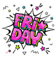 lettering friday week day pop art style vector image vector image