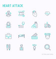 heart attack thin line icons set vector image