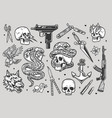 tattoos vintage monochrome collection vector image vector image