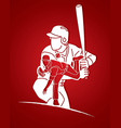 group baseball players action cartoon graphic vector image