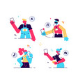 young people use smartphones chatting vector image