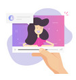 person man and online video call app with talking vector image