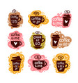 coffee cup logo doodle lettering flat barista vector image vector image