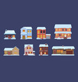 houses and apartment buildings in snow isolated vector image