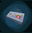 old blue gamepad cartoon style on dark vector image