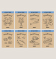 sea food banner retro hand drawn labels price vector image