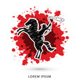 cowboy on bucking horse graphic vector image vector image