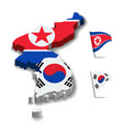 flag of north korea and south friendship vector image