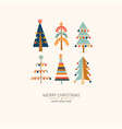 merry christmas greeting card christmas trees vector image