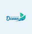 modern simple boat with wave ocean logo design vector image vector image
