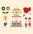 travel cambodia flat icons set khmer element icon vector image