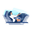 flat view from the car with businesswoman talking vector image vector image