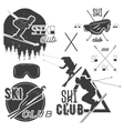 set of mountain skiing labels in vintage vector image vector image