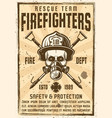 skull in gas mask and firefighter helmet poster vector image vector image