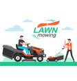 man mowing lawn vector image
