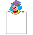 clown holding blank board vector image vector image