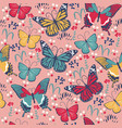 seamless pattern with butterflies and flowers vector image