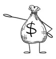 bag money or dollars cartoon character vector image