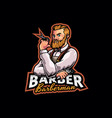 barber mascot logo design vector image