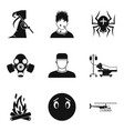 fear icons set simple style vector image