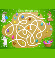 kids maze game help easter bunny choose right way vector image vector image